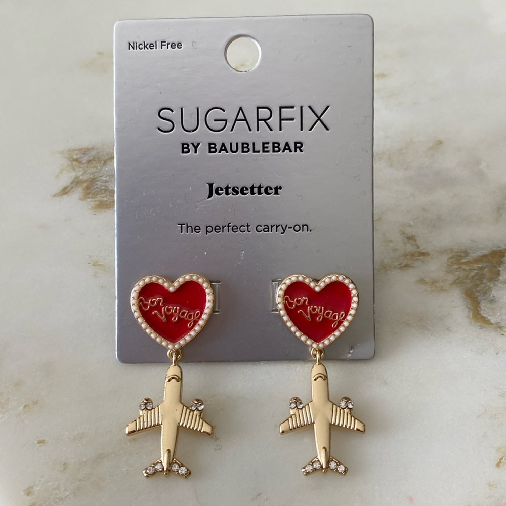 Sugarfix By BaubleBar Jetsetter Gold Airplane ✈️ Earrings